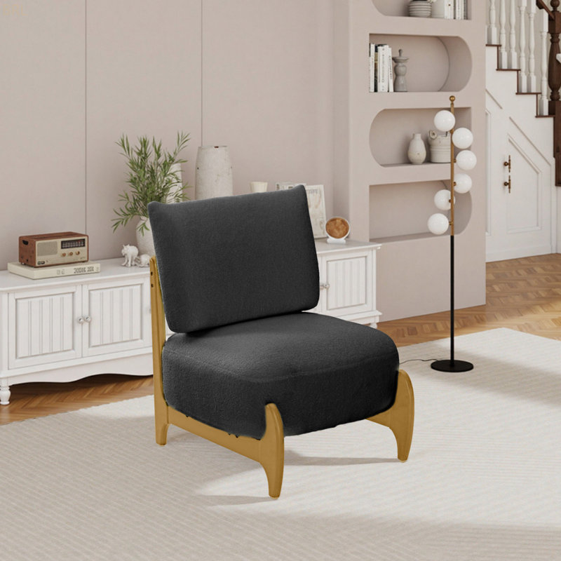 Chaise d'appoint rembourrée, Bois, Gris foncé/bois