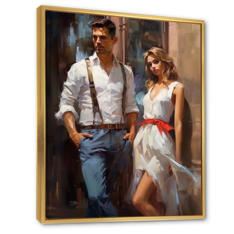 " Before The Dance Young Couple Painting ", Gold Floater Framed, 40" H x 30" W