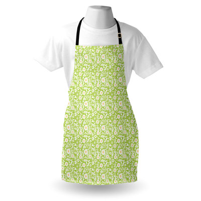 Bungalow Rose Botanical Apron Unisex Abstract Floral Details Adult Size Apple Green Pale Orange