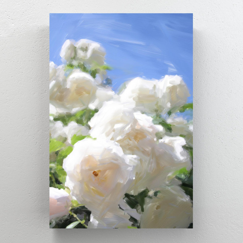 Photographie en gros plan de la fleur de rose blanche - 1 pièce, reproduction d'art graphique sur toile tendue