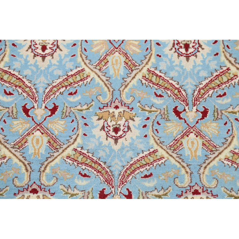 Tapis bleu nouvel âge noué à la main de conception unique 4 pi x 5 pi 11 po Luvonia