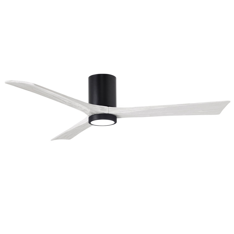 Olivier à 3 pales DEL standard avec ventilateur de plafond et ensemble d'éclairage inclus, Noir mat, Blanc mat, 60"