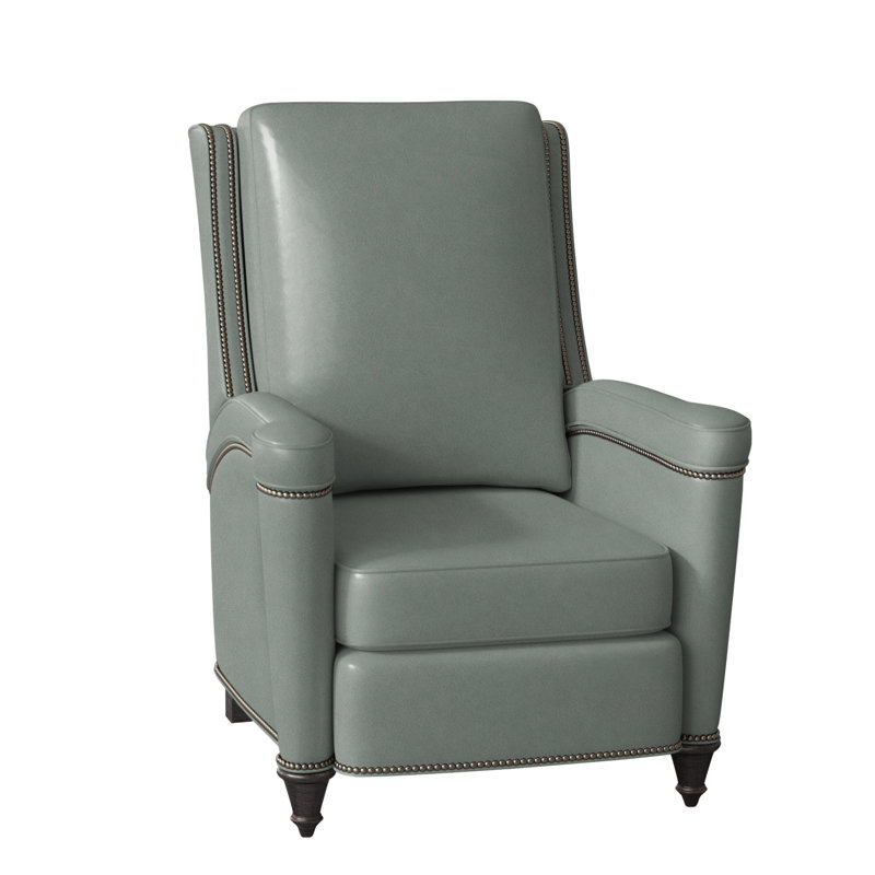 Mayes Recliner, Aline Light Gray Stonewash Genuine Leather, Gunmetal, Plantation