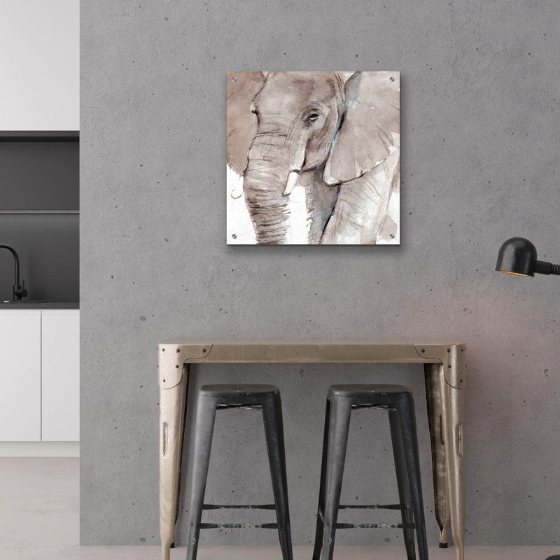  «Elephant Grooves 1» par Annie Warren, art mural en verre acrylique, 24 po x 24 po, H 24 po x l 24 po
