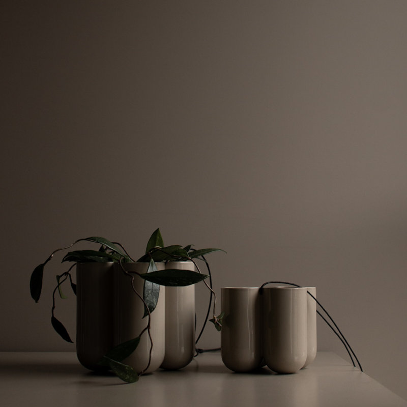  Ceramic Pot Planter, Gray, 7.09" H x 6.3" W x 6.3" D