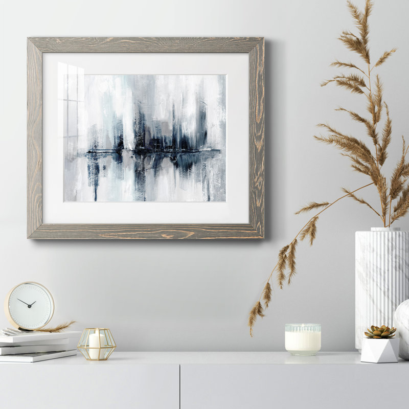 Indigo Harbor Lights - peinture encadrée, H 20 po x l 17 po x P 1,5 po, Encadré gris
