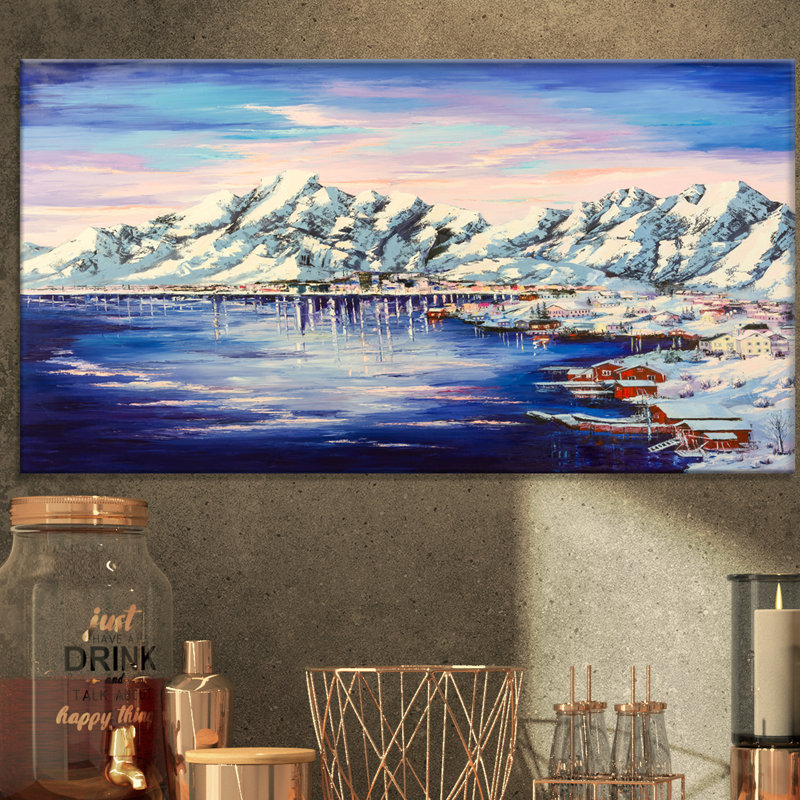 « norvégien village reine », impression sur toile tendue, H 16 po x l 32 po x P 1 po