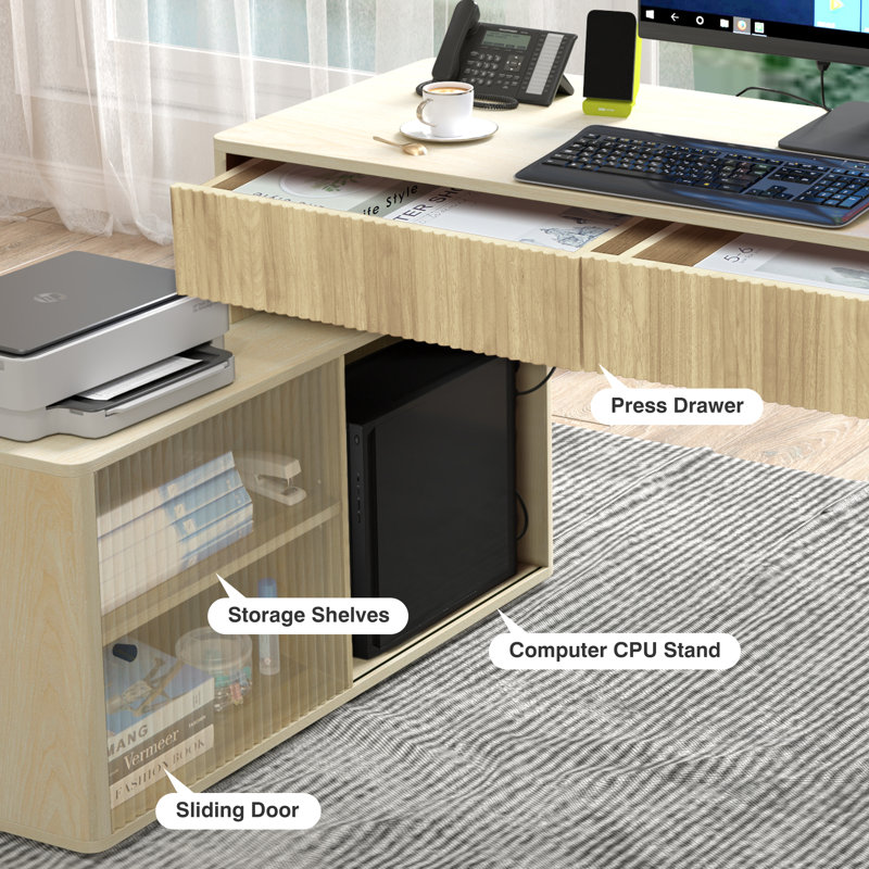 Larose L-Shaped Executive Desk - Modern Office Furniture