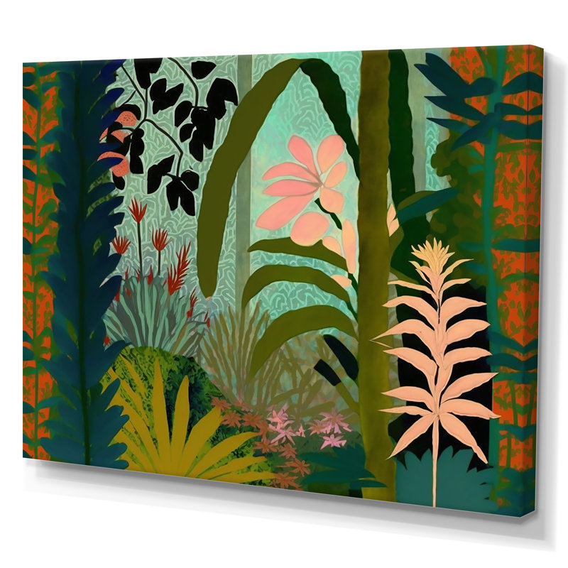 «Blossoming and Vibrant Jungle Flora II», reproduction sur toile, H 16 po x l 32 po x P 1 po, Toile tendue