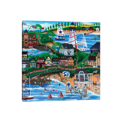 Old New England Seaside 4th Of July Celebration by Cheryl Bartley - Painting on Canvas