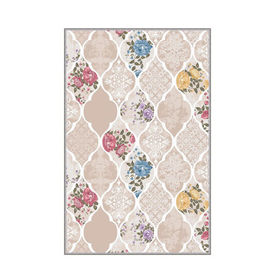 Stylish Hall Carpet (3.3 x 6.6 ft), 100% Polyester, 0.3 in Pile Height | Antibacterial, Non-Slip PVC Felt Dot Underside | Machine Washable, 3D Digital Print, Durable & Easy to Clean | Perfect for Entryway & Living Areas