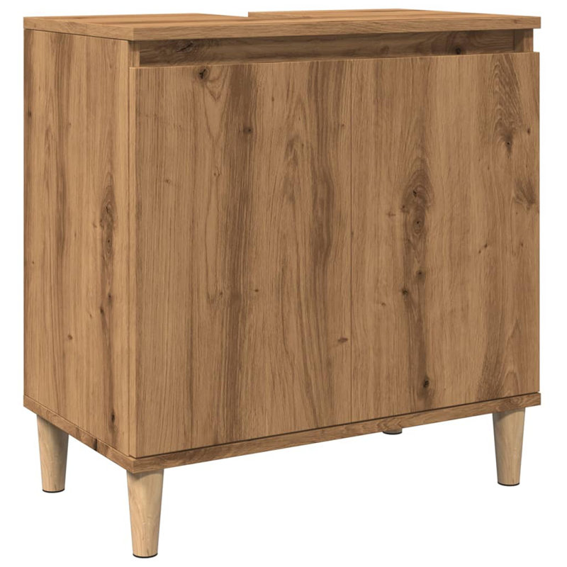 vidaXL Sink Cabinet Engineered wood, solid eucalyptus wood Medium, Artisan Oak