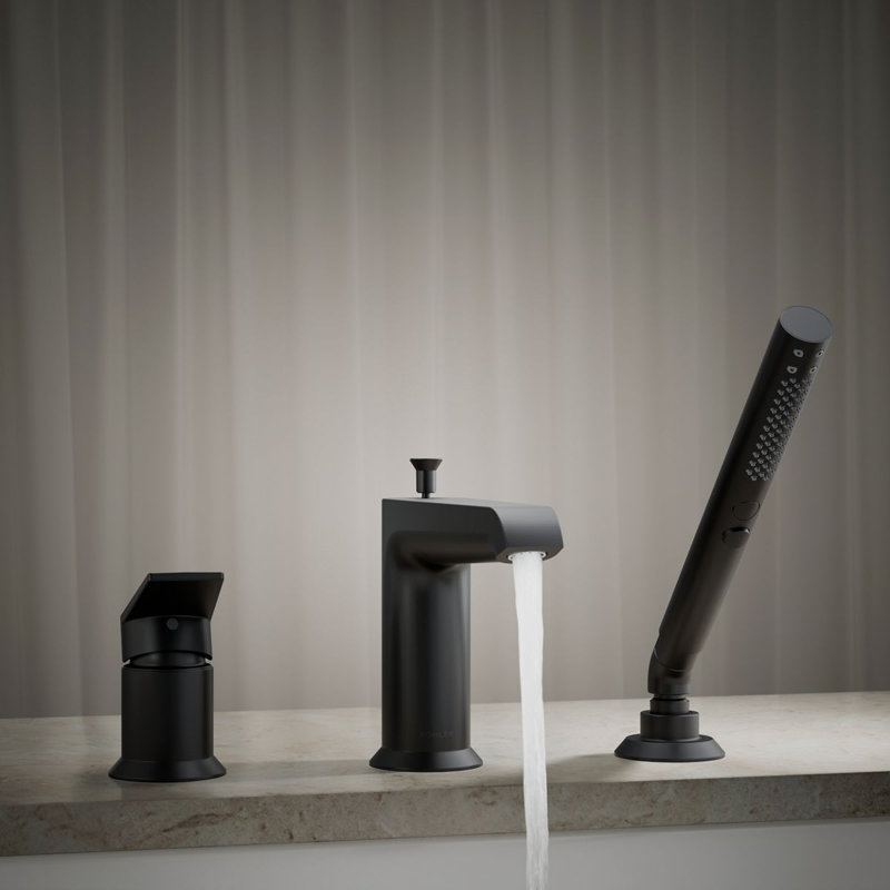 Hint Single-Handle Deck-Mount Bath Faucet With Handshower, Matte Black