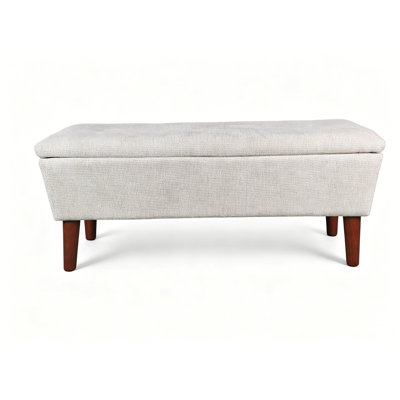42" Rectangular Linen Ottoman Bench, Modern Low Footrest Stool With Solid Wood Tapered Legs, Multi-Use Entryway Shoe Bench & End Of Bed Bench For Livi