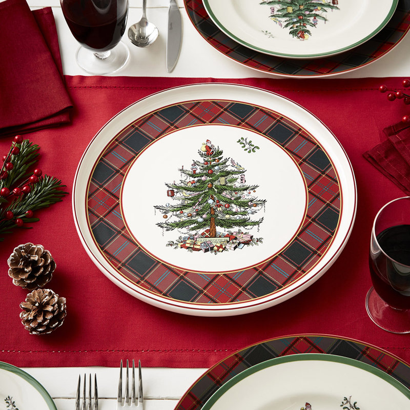 Plateau tournant tartan 13 po