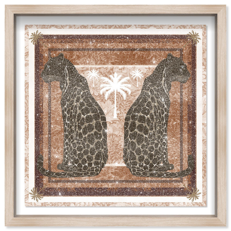 Casablanca Leopardo Print Glam Jungle by Oliver Gal, Black Frame, 12 x 12, 17.5" H x 17.5" W, White