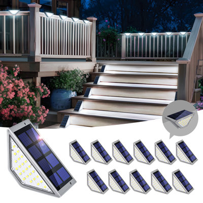Ensemble de 12 marches extérieures étanches à énergie solaire Cool White