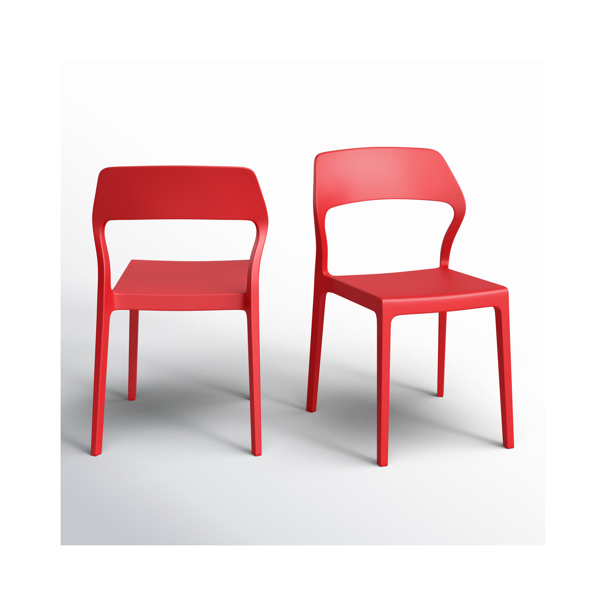 Farrah Stacking Patio Dining Side Chair, Red
