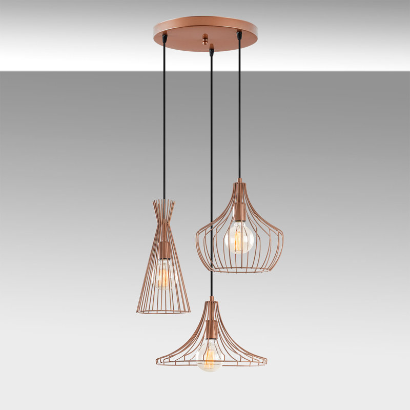 Gallego 3 - Light Gold Geometric Pendant, Copper