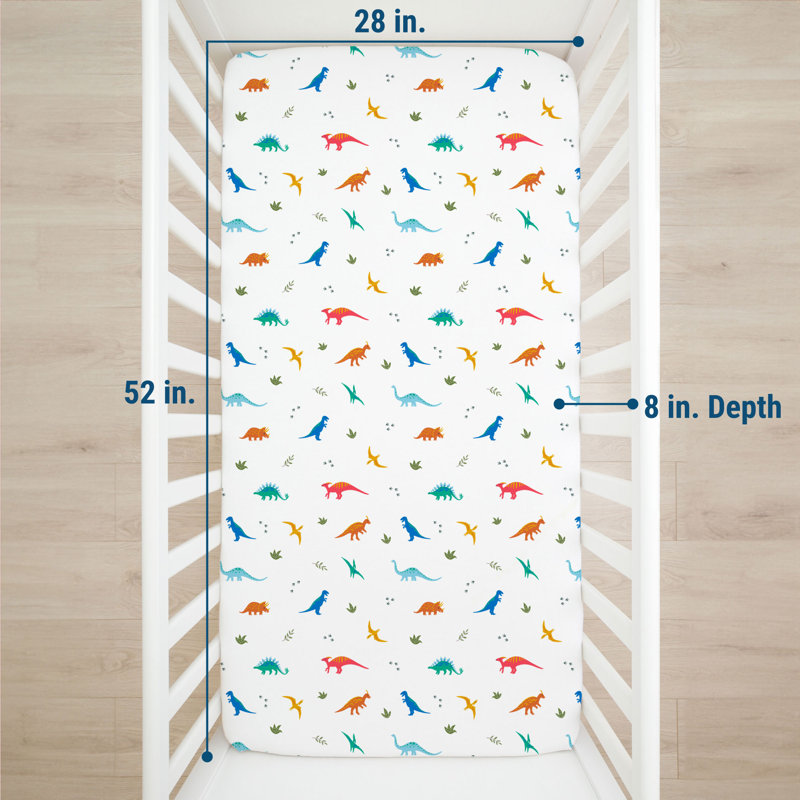 Drap-housse pour lit de bébé 100% coton Wildkin - Drap-housse doux et respirant - Dinosaures du Jura 