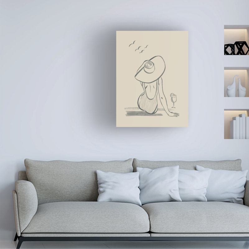 «Highland Dunes Grace Popp Beach Drinks I», art mural sur toile WAG37795, H 24 po x l 18 po