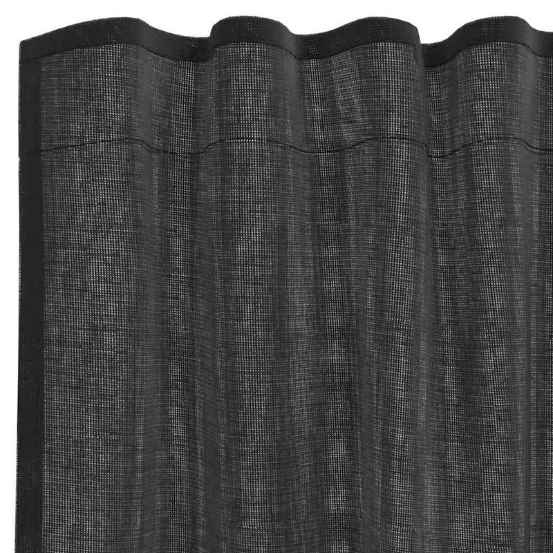 Voile Curtains With Rod Pockets 2 Pcs, Black, 140cm Width x 140cm Drop