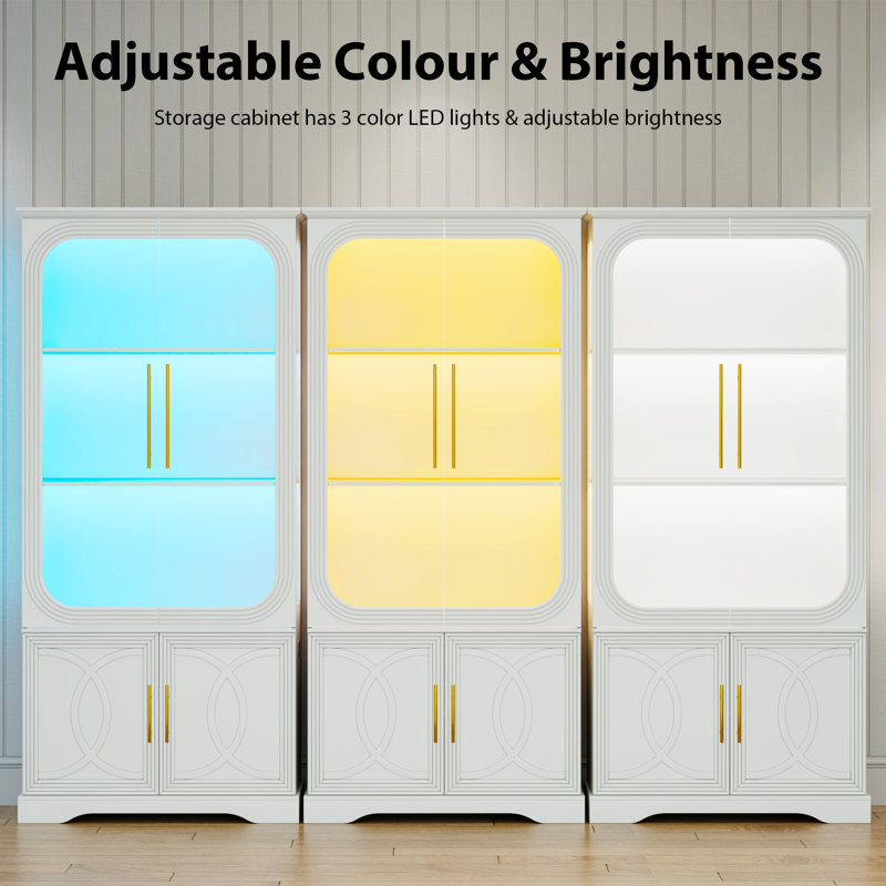 Modern Display Cabinet With Smart Lighting, White