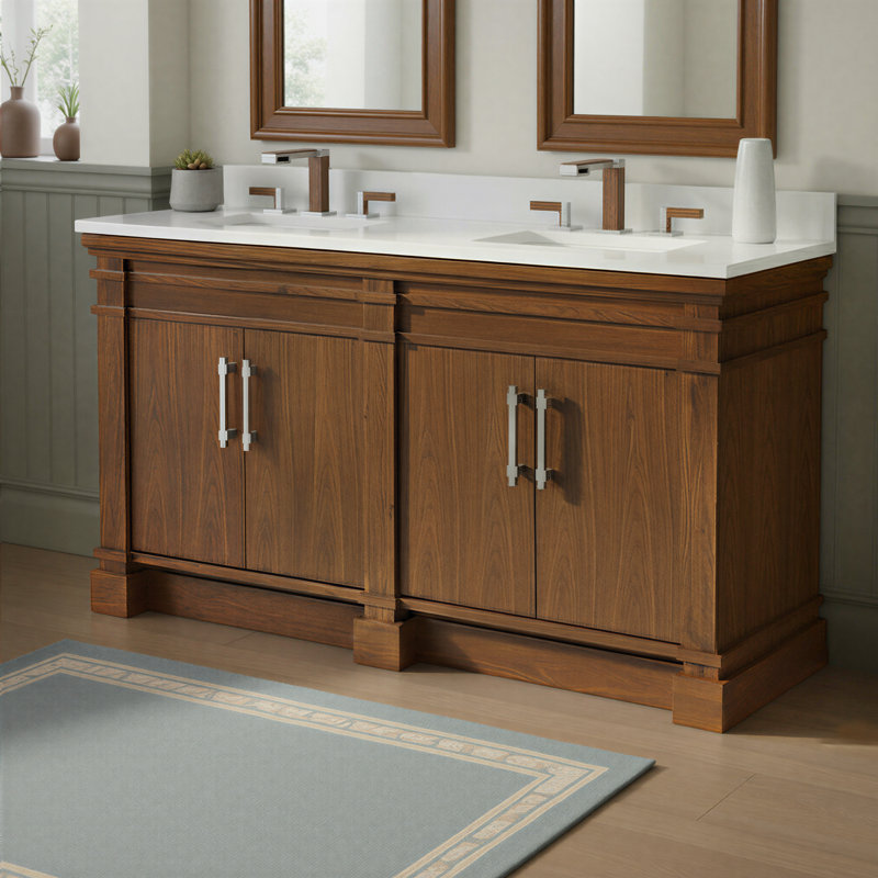 FLW Harmony 36 Wood Sink Vanity, Walnut, 60