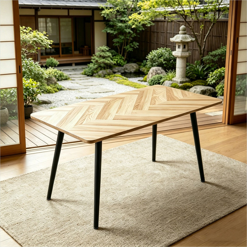 Table de salle à manger en MDF rectangulaire avec pieds en acier pour la cuisine ou le salon, peut accueillir 4 à 6 personnes, largeur 47,24 pouces