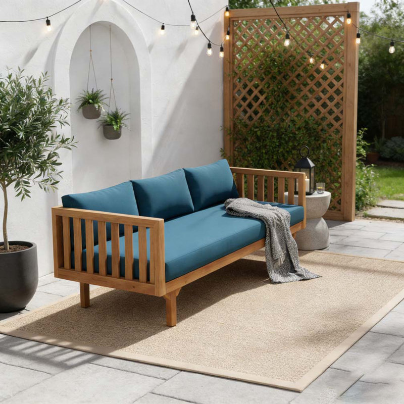  3 Seater Patio Sofa Daybed, blue