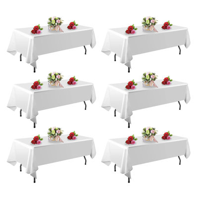 6 Pack White Table Cloth Rectangle Table 60 X 102 Inch Tablecloths For 6 Foot Rectangle Tables. Stain And Winkle Resistant Polyester Washable White Tablecloths For Parties Wedding Dining
