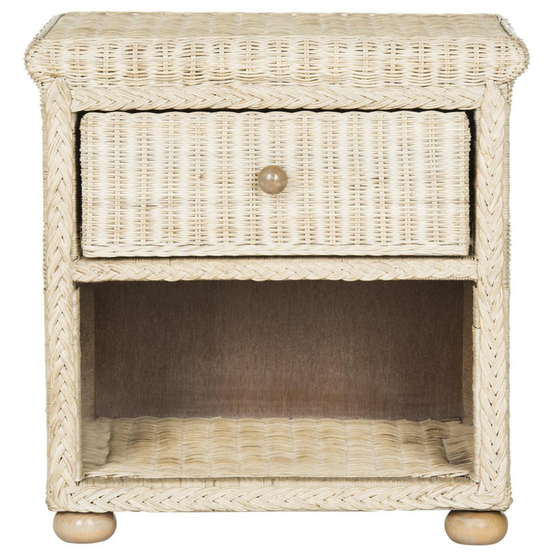 Table de chevet élégante en rotin de l 22,1 po Elegant Willow pour rangement et décoration de chambre à coucher