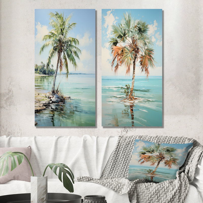 «Minimalisme Plam Tree Solitude», 2 pièces, H 24 po x l 20 po, Toile tendue