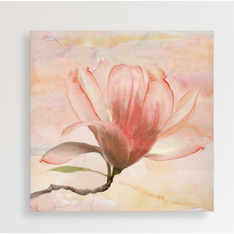 « rêvey magnolia i », peinture, H 24 po x l 24 po x P 1,5 po, Toile tendue