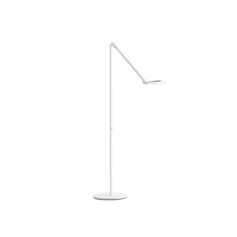 Matte White Adjustable LED Swing Arm Floor Lamp with USB
