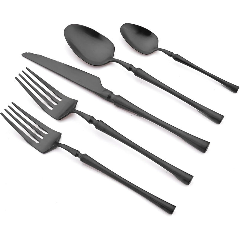 Ensemble de couverts 20 pièces en acier inoxydable, ensemble de couverts à finition satinée pour 4 personnes, conception durable et ergonomique, lavable au lave-vaisselle
