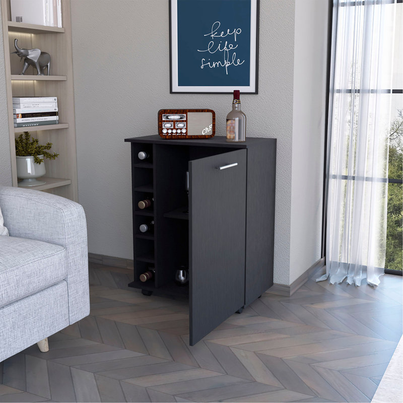 Versatile 6-Bottle Rack Bar Cart With Functionality