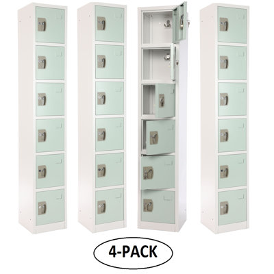 Casier à clé en acier à 6 portes de 72 po x 12 po x 12 po à 6 niveaux - rangement pour les employés et les étudiants dans les écoles, la salle de sport et le lieu de travail - comprend les crochets, la ventilation et le porte-carte - Assemblage facile