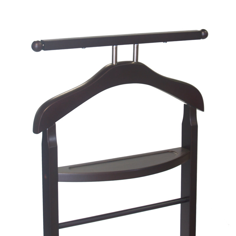 Walnut Wood Knight Valet Stand with Key Rack and Tie Bar