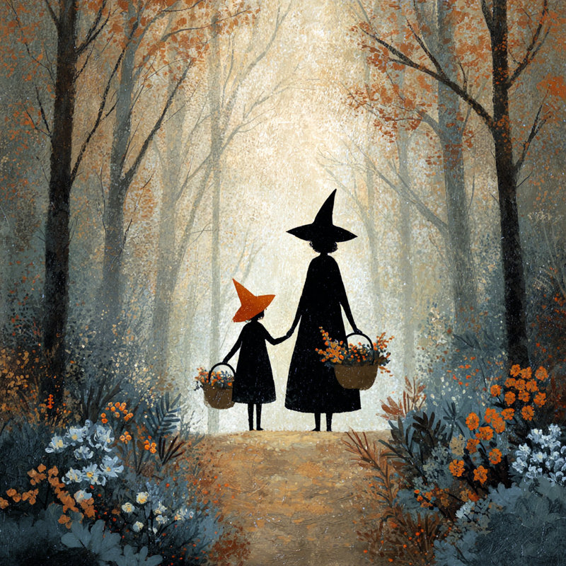 Art mural sur toile Witch Walk in Autumn Woods