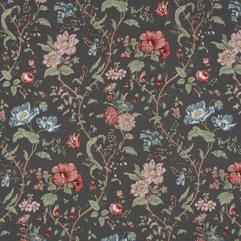 Tissu floral Giselle, Noir