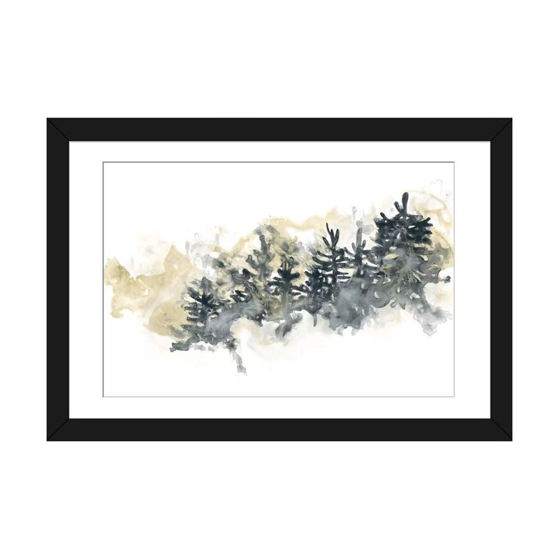 « misty hillside ii », impression sur toile, H 16 po x l 24 po x P 1 po, Papier d'art encadré noir, Blanc