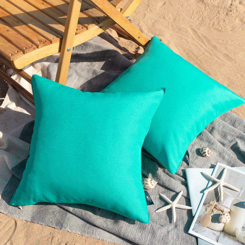 Housse de coussin d'extérieur Phantoscope, Carré 18 po, Turquoise, Polyester