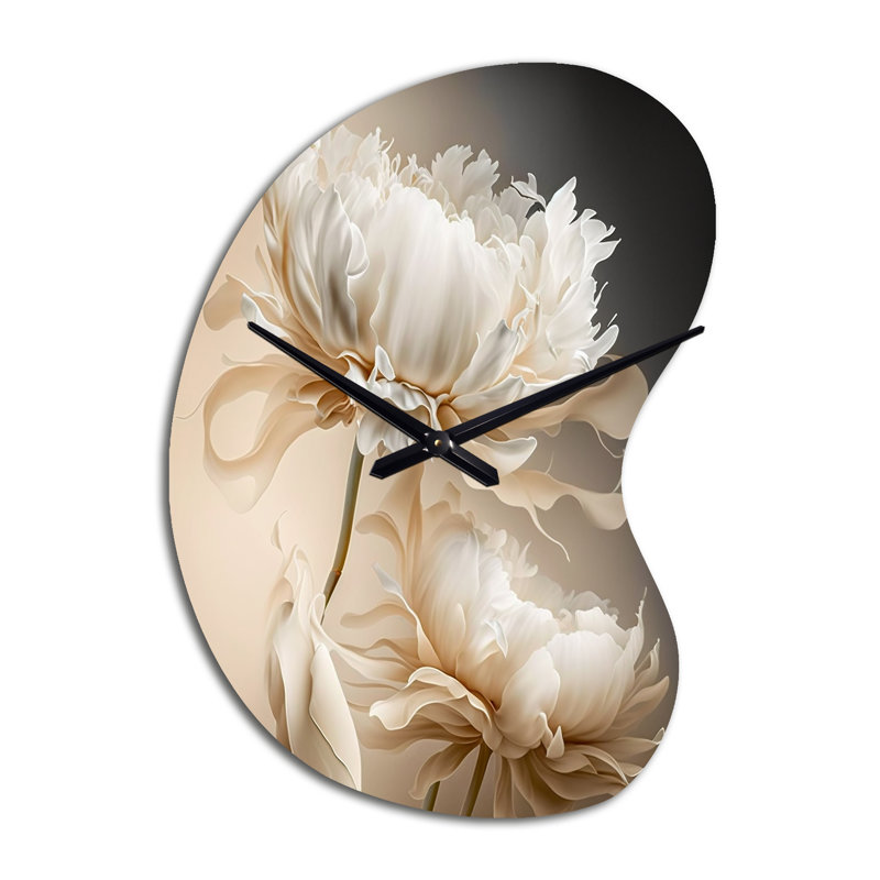 Pivoine I - horloge murale en forme de pivoines, Petit