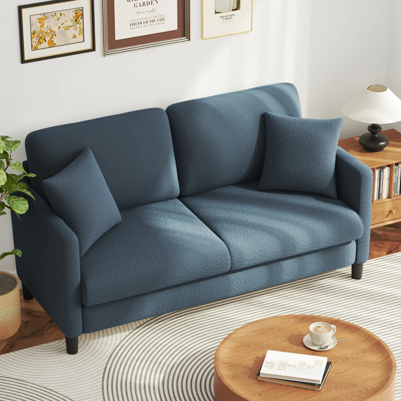 Nikali 3 Seater Teddy Sofa, Blue/Grey