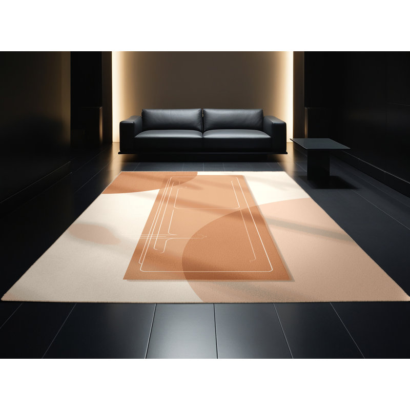 Machine Washable Medford Pilates Mat Workout Minimalist Rug in Brown – Beige Binding, 2x4