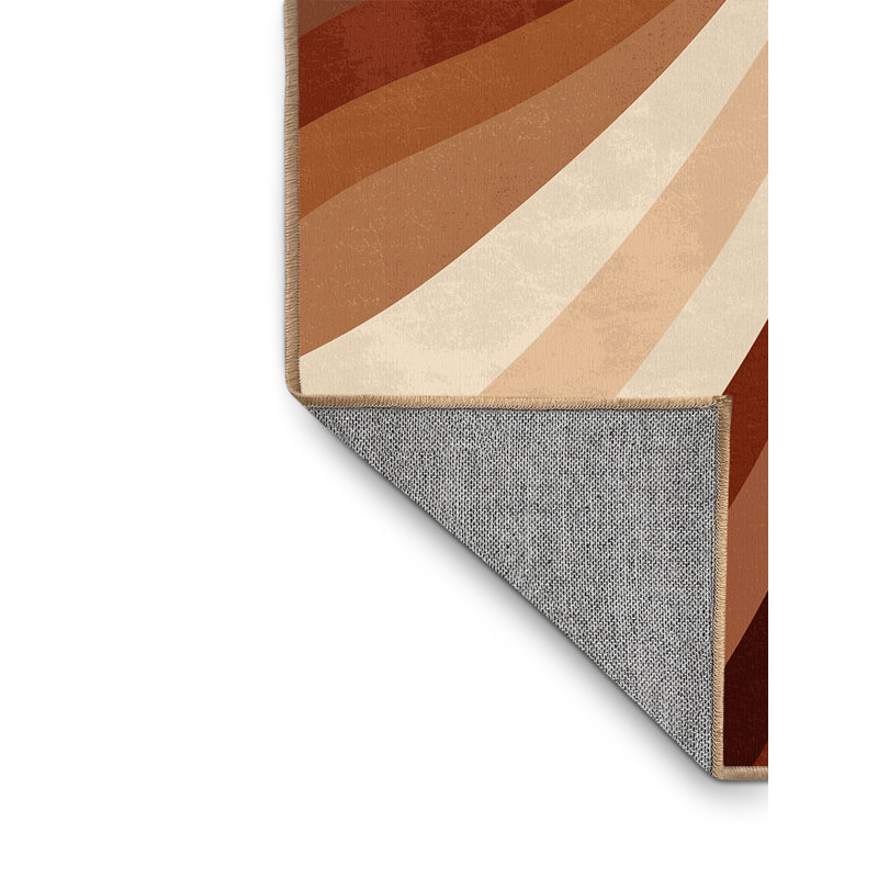 Tapis chic et luxueux lavable à la machine en brun Kymani - reliure brun clair, 2 x 3