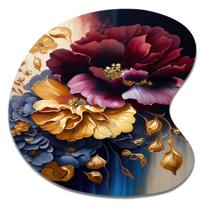 Mellery - Floral Drop Shape Asymmetric Metal Wall Art
