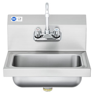 Stainless Steel Utility Sink With Faucet Backsplash 14 X 10 Inch Wall Mount Sink