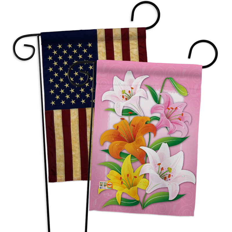 Lilies impressions décoratives de polyester de 2 côtés 19 po x 13 po  drapeau de jardin